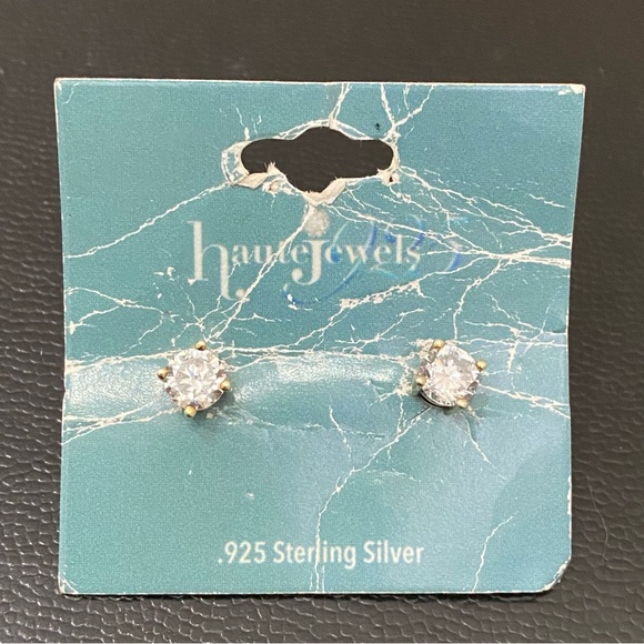 HAUTE JEWELS 925 Sterling Silver Gold Vermeil Solitaire Stud 4mm Earrings 1.8g - Picture 6 of 16